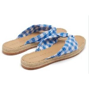 Dodo Bar Or Blue White Catalina Gingham Sandals Sz. 6.5